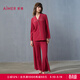愛(ài)慕紅色本命年家居服套裝女海藻家居服翻領(lǐng)開(kāi)襟睡衣睡褲套裝AM46A292 紅色JF0 M (165)