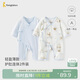 童泰（TONGTAI）嬰兒連體衣夏季薄款純棉新生兒衣服寶寶長(cháng)袖蝴蝶哈衣爬服藍色80cm