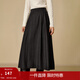 茵曼2025秋冬女裝新款復古壓褶針織半身裙顯瘦高腰中長(cháng)款A字裙 貴族灰 M