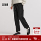森馬（Semir）休閑褲男冬季磨毛工裝褲時(shí)尚簡(jiǎn)約寬松束腳褲子彈力松緊腰長(cháng)褲 黑色90001 M