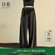 日著(zhù)（rizhuo）原創(chuàng  )設計女裝2025春季新款高腰黑色透氣休閑寬松垂感闊腿褲子 游黑 S