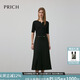 PRICH時(shí)尚圓領(lǐng)針織拼接假兩件連衣裙2025秋季新款氣質(zhì)收腰長(cháng)裙女 19黑色 L (170)