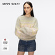 MISS SIXTY冬馬海毛針織衫上衣女圓領(lǐng)毛衣落肩復古慵懶費爾島提花 彩色 S