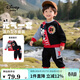 迪士尼寶寶（Disney Baby）男童套裝兒童抑菌衛衣衛褲中小童裝春季休閑運動(dòng)兩件套 大紅 100