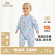 英氏（YEEHOO）嬰兒夾棉連體衣長(cháng)袖寶寶內衣女童男童寶寶包屁衣嬰兒服秋冬保暖 森趣雪人【襟哈款】 90cm （推薦1-2歲）