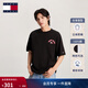 TOMMY JEANS【美式復古】春夏男裝純棉潮流拱形刺繡純色內搭短袖T恤上衣 黑色BDS M （推薦：135-150斤）