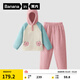 蕉內（Bananain）絨絨505H兒童睡衣男女童珊瑚絨連帽長(cháng)袖長(cháng)褲秋冬季加厚家居服套裝 粉綠拼色 130