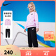 NIKE 耐克童裝女童衛衣+長(cháng)褲2件套秋季260克毛圈滿(mǎn)印舒適兒童上衣 正黑色 130 /64 【建議身高116-122cm】