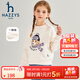 哈吉斯（HAZZYS）品牌童裝女童衛衣冬新品紅品彈力圓領(lǐng)保暖一體絨衛衣 米白色 130