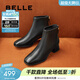 百麗（Belle）羊皮優(yōu)雅短筒時(shí)裝靴女冬季商場(chǎng)款顯瘦舒適短靴3LI40DD4 黑色 35 (225mm)