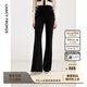 朗姿【精英衣櫥】復古高腰時(shí)尚顯瘦微喇長(cháng)褲秋季新款高級感西裝褲女 黑色 M