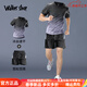 Walker Shop速干衣短袖t恤男冰絲夏季運動(dòng)套裝羽毛球服球衣籃球跑步健身衣服 黑灰套裝冰絲 速干 透氣 XL 130-145斤