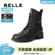 百麗（Belle）復古氣質(zhì)羊皮馬丁靴女冬季新款商場(chǎng)同款粗跟增高短靴3NW45DD5 黑色 38
