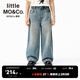 little MO&Co.little moco童裝25秋裝新款兒童寬松牛仔褲純棉直筒褲KBE3JENT03 牛仔藍色 140 140/58