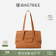 BAGTREE【明星同款】包包樹(shù)海豚包輕奢植鞣皮托特包大容量通勤女士電腦包 大號-焦糖色 能裝14寸MacBook 高級小眾