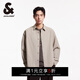杰克·瓊斯（JACK&JONES）男裝春季條紋商務(wù)休閑襯衫男寬松長(cháng)袖襯衣OVERSIZED薄外套 C11灰卡其 S