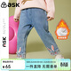 ASK JUNIOR女童褲子2025冬季小童復合搖粒絨長(cháng)褲保暖兒童牛仔褲 藍色 110