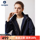 Navigare意大利小帆船女士短裝風(fēng)衣秋季休閑連帽通勤夾克小個(gè)子百搭短外套 海軍藍 M