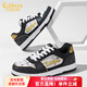 卡賓鞋子男春季2026新款小眾設計透氣板鞋男士百搭低幫厚底增高休閑鞋 黑金 41 【標準皮鞋尺碼】