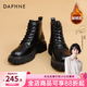 達芙妮馬丁靴女2026秋冬新品英倫風(fēng)加絨短靴女靴子女鞋厚底增高復古女鞋 黑色主圖款【加絨】 37