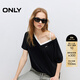 ONLY2025秋季新款簡(jiǎn)約時(shí)尚寬松字母刺繡V領(lǐng)短袖T恤女| 125101064 H1Z 黑色 S
