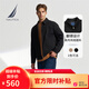 諾帝卡（NAUTICA）【商場(chǎng)同款】春夏新款經(jīng)典簡(jiǎn)約挺闊有型翻領(lǐng)薄外套夾克男JO4306 黑色0TB L