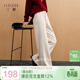 三彩2025冬季新款慵懶休閑長(cháng)褲松緊腰窄版直筒褲顯瘦垂感M
