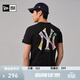 NEW ERA紐亦華MLB腰果花運動(dòng)短袖T恤男女情侶NY LA印花 13527215-黑色-NY 水彩涂鴉 L