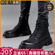 XO馬丁靴男牛皮2026春季高幫靴子男皮靴男士英倫休鞋子男工裝靴男鞋 黑色23562-4 40