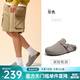 駱駝（CAMEL）復古單鞋一腳蹬包頭拖鞋穆勒半拖勃肯鞋男 L16S700001灰色 41