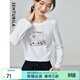尚都比拉【IP聯(lián)名】尚都比拉插畫(huà)風(fēng)獨角鯨卡通印花純棉長(cháng)袖t恤女時(shí)尚上衣 白色 M