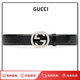 古馳（GUCCI）腰帶真皮男士經(jīng)典款大logo板扣式皮帶輕奢商務(wù)休閑潮流 黑色牛皮 95  適合150-165斤