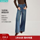 茵曼（INMAN）復古水洗百搭闊腿牛仔褲2026春季女裝新款顯瘦純棉寬松長(cháng)褲 牛仔藍 27