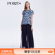 PORTS寶姿女裝夏季休閑印花回折疊片上衣LM8B070MPS166 霧霾藍印花 L (8)