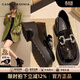 CAMILA KSENIA樂(lè )福鞋女士2026新款春季英倫風(fēng)百搭復古高跟厚底氣質(zhì)厚底小皮鞋子 黑色 37