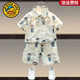 G.duck小黃鴨男童夏裝套裝2026新款兒童短袖襯衫男寶寶童裝夏天男孩衣服 639卡通熊（上衣+褲子） 90 碼（身高80-90cm）