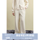 獨束大碼休閑連帽衛衣套裝2024冬裝新款百搭雙色復古顯瘦時(shí)尚套裝 杏色-褲子 L (尺碼：2) (尺碼：2)