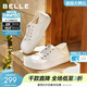 百麗（Belle）簡(jiǎn)約素色帆布鞋女2026春季新款輕便可兩穿休閑板鞋B3036AM6 米白色 37