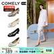 康莉（COMELY）商場(chǎng)同款水鉆高跟鞋女春季新款牛皮粗跟方頭防水臺單鞋 黑色 37