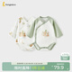 童泰（TONGTAI）嬰兒包屁衣春秋季純棉寶寶連體衣新生兒雙層護肚哈衣爬服綠色73cm