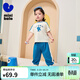 迷你巴拉【涼感抑菌】短袖套裝男女童寶寶運動(dòng)學(xué)院風(fēng)短袖長(cháng)褲 寶藍80786 100