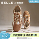 百麗（Belle）周雨彤董璇同款彩虹豆德訓鞋女新款跑道阿甘鞋休閑鞋D5R2D預售 棕色 38