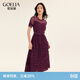 歌莉婭新年紅品連衣裙女氣質(zhì)蛋糕裙a字網(wǎng)紗長(cháng)裙高級感小黑裙194K4BBI0 R95酒紅 F