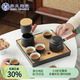 蘇氏陶瓷茶具套裝實(shí)木手柄側把茶壺日式竹面儲水茶盤(pán)高檔禮盒裝節日禮物