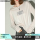 COCOBELLA簡(jiǎn)約時(shí)尚3D字母印花長(cháng)袖T恤女寬松舒適休閑上衣TS7060 薏米色 L