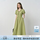 范思藍恩木耳邊法式短袖連衣裙女2025夏季新款設計感氣質(zhì)通勤2888 抹茶綠 S