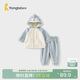 童泰（TONGTAI）寶寶套裝春秋季嬰兒衣服兒童外出上衣褲子連帽外套長(cháng)褲藍色90cm