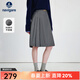 Navigare意大利小帆船黑色百褶裙女士秋季通勤百搭半身裙顯瘦收腰a字裙女 素凈灰 L