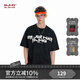 BJHG不計后果 美式短袖男款夏季潮牌復古做舊印花上衣涼感麂皮絨t恤女 石墨黑 XL
