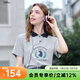 百圖betu女裝夏季新款T恤撞色領(lǐng)精美圖案100%棉短袖polo衫2507T19 灰色 M